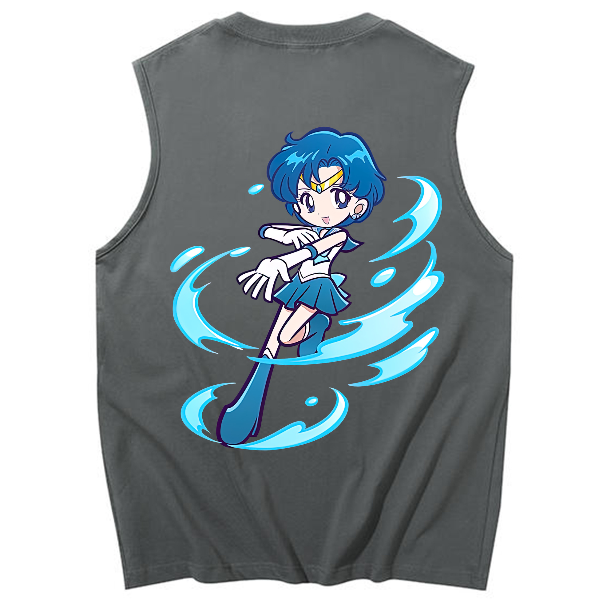 （画像用） 美少女戦士セーラームーン 水野 亜美 みずの あみ Sailor Moon Mizuno Ami コットン100％タンクトップ（背面プリント）